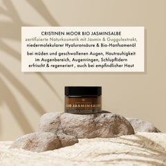 Bio Jasminsalbe I Augencreme bei Augenringen, müden und geschwollenen Augen I mit Bio-Hanfsamenöl + Hyaluron