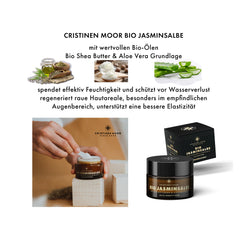 Bio Jasminsalbe I Augencreme bei Augenringen, müden und geschwollenen Augen I mit Bio-Hanfsamenöl + Hyaluron