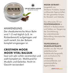 MOOR VITAL BALSAM - Moorsalbe mit Naturmoor und Campher zum Einreiben, intensiv mit Kräutern und ätherischen Ölen, durchblutungsfördernd für Muskeln und Gelenke 200 ml